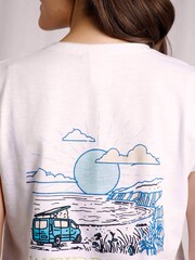 Weird Fish White Happy Campers Organic Graphic Slub T-Shirt - Image 4 of 7