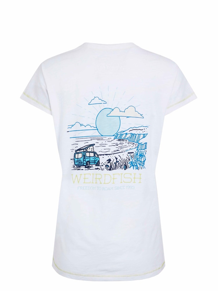 Weird Fish White Happy Campers Organic Graphic Slub T-Shirt - Image 7 of 7