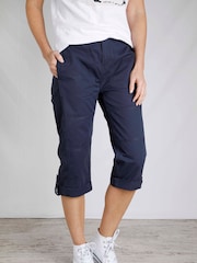 Weird Fish Blue Salena 3/4 Length 100% Cotton Trousers - Image 1 of 7