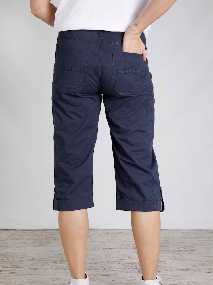 Weird Fish Blue Salena 3/4 Length 100% Cotton Trousers - Image 2 of 7