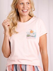 Weird Fish Pink Happy Campers Organic Graphic Slub T-Shirt - Image 1 of 7