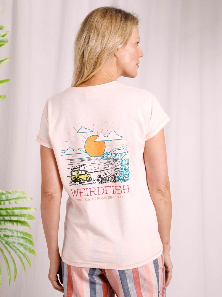 Weird Fish Pink Happy Campers Organic Graphic Slub T-Shirt - Image 2 of 7