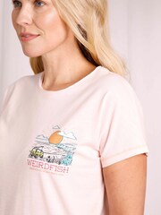 Weird Fish Pink Happy Campers Organic Graphic Slub T-Shirt - Image 4 of 7