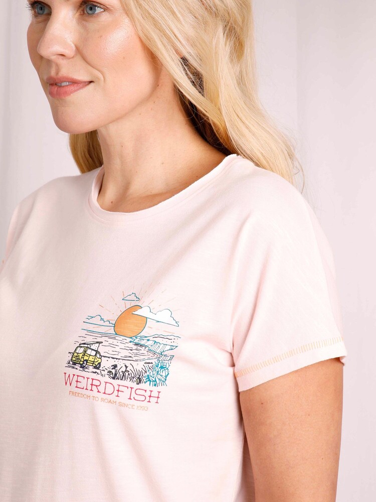Weird Fish Pink Happy Campers Organic Graphic Slub T-Shirt - Image 4 of 7