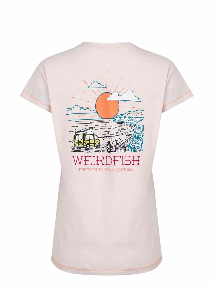 Weird Fish Pink Happy Campers Organic Graphic Slub T-Shirt - Image 7 of 7