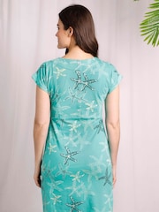 Weird Fish Blue 100% Cotton Tallahassee Organic Printed Jersey Dress - Image 3 of 7