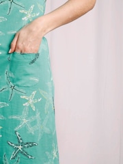 Weird Fish Blue 100% Cotton Tallahassee Organic Printed Jersey Dress - Image 4 of 7