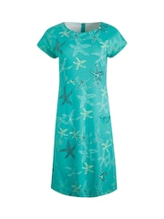 Weird Fish Blue 100% Cotton Tallahassee Organic Printed Jersey Dress - Image 6 of 7