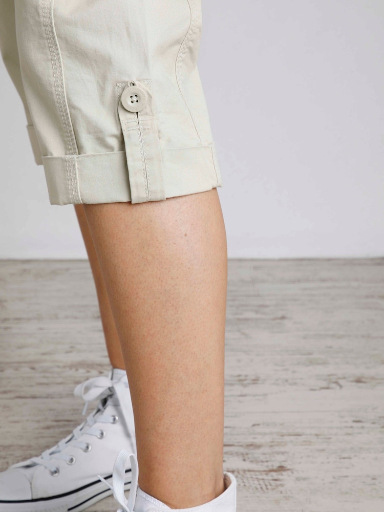 Weird Fish Cream Salena 3/4 Length 100% Cotton Trousers - Image 5 of 7