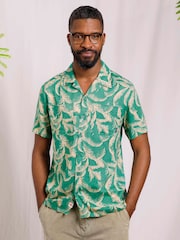 Weird Fish Blue Holborn Eco Viscose Printed Short Sleeve Shirt - Image 1 of 7