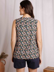 Weird Fish Green Lille Eco Viscose Printed Sleeveless Shirt - Image 3 of 8
