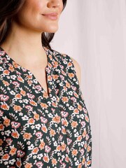 Weird Fish Green Lille Eco Viscose Printed Sleeveless Shirt - Image 5 of 8