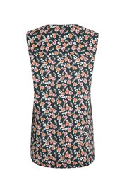 Weird Fish Green Lille Eco Viscose Printed Sleeveless Shirt - Image 8 of 8
