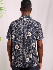 Weird Fish Navy Holborn Eco Viscose Printed Short Sleeve Shirt - Image 3 of 8