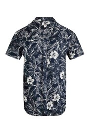 Weird Fish Navy Holborn Eco Viscose Printed Short Sleeve Shirt - Image 8 of 8