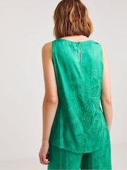 JD Williams Green Jacquard Cowl Neck Shell Top - Image 2 of 4