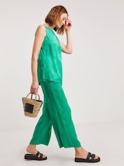 JD Williams Green Jacquard Cowl Neck Shell Top - Image 3 of 4