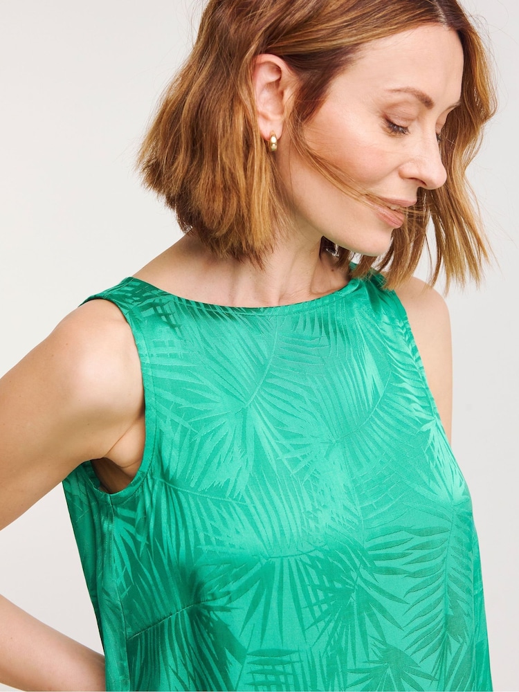 JD Williams Green Jacquard Cowl Neck Shell Top - Image 4 of 4