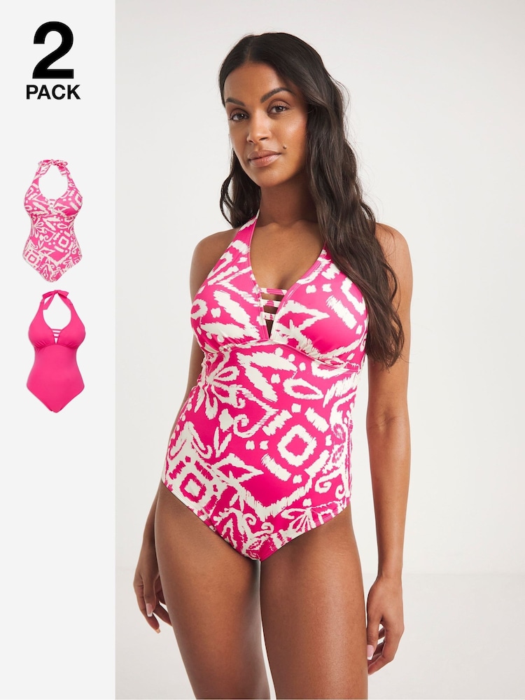 JD Williams Pink Value Swimsuits 2 Pack - Image 1 of 4 JD Williams Pink Value Swimsuits 2 Pack - Image 1 of 4