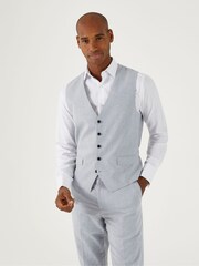 Skopes Silver Tuscany Linen Blend Tailored Fit Suit Waistcoat - Image 1 of 5