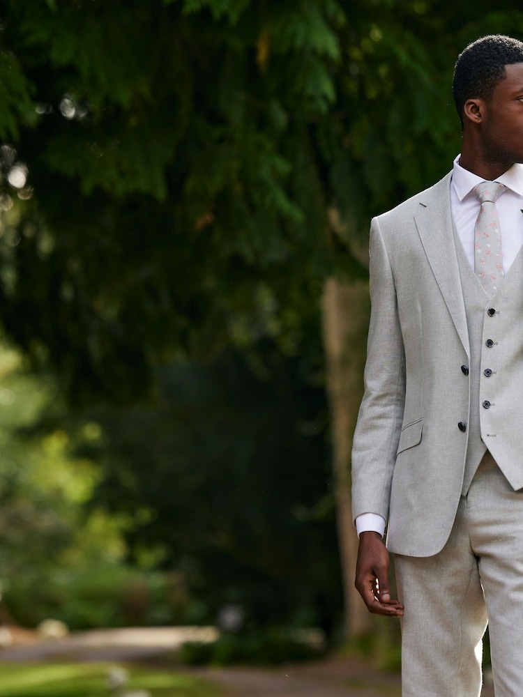 Skopes Silver Tuscany Linen Blend Tailored Fit Suit Waistcoat - Image 2 of 5