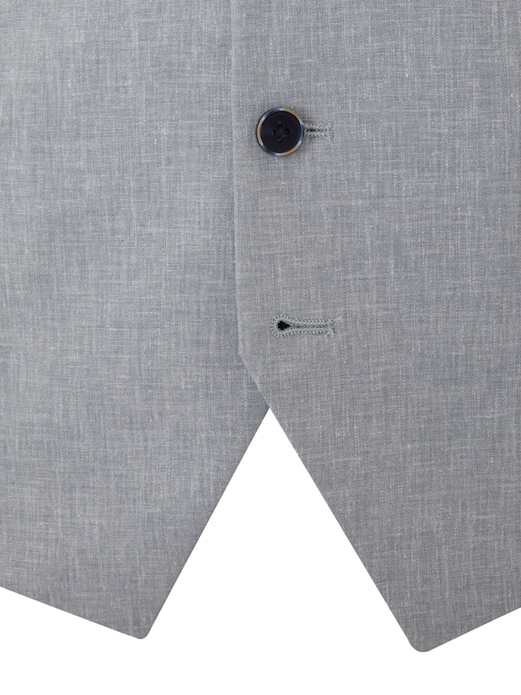 Skopes Silver Tuscany Linen Blend Tailored Fit Suit Waistcoat - Image 5 of 5