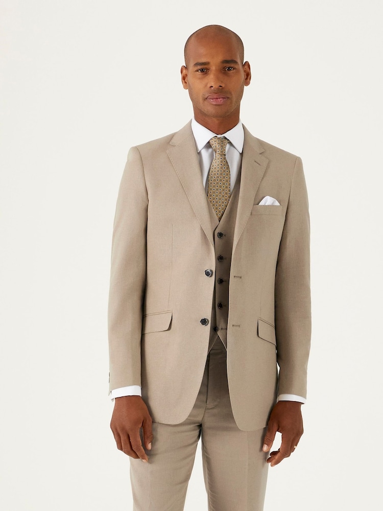 Skopes Stone Brown Tailored Fit Tuscany Linen Blend Suit: Jacket - Image 1 of 4 Skopes Stone Brown Tailored Fit Tuscany Linen Blend Suit: Jacket - Image 1 of 4