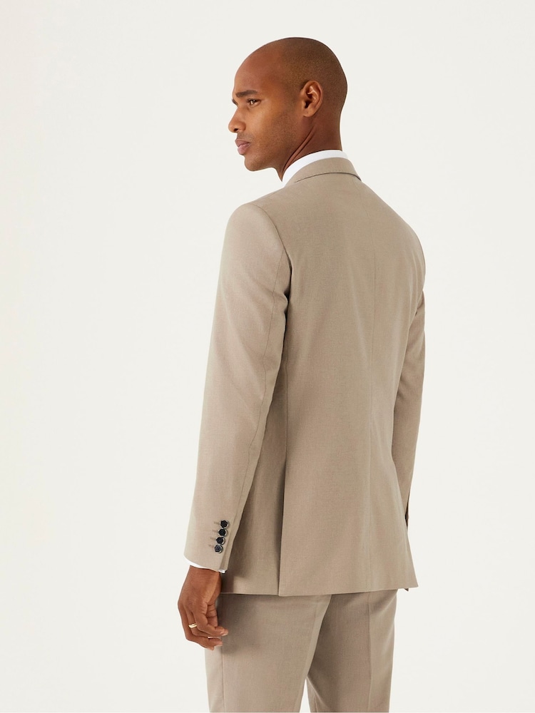 Skopes Stone Brown Tailored Fit Tuscany Linen Blend Suit: Jacket - Image 2 of 4 Skopes Stone Brown Tailored Fit Tuscany Linen Blend Suit: Jacket - Image 2 of 4