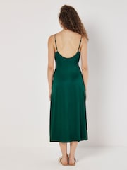 Apricot Green Satin Ruched A Line Midi Dress - Image 4 of 4