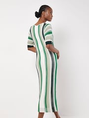 Apricot Green Vertical Stripe Crochet Dress - Image 4 of 4