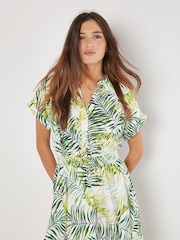 Apricot Cream Leaf Smock Waist Mini Dress - Image 1 of 4
