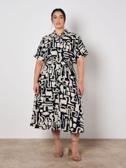Apricot Blue Grecian Geo Shirt Midaxi Dress - Image 6 of 9