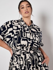 Apricot Blue Grecian Geo Shirt Midaxi Dress - Image 7 of 9