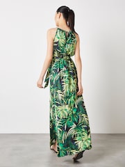 Apricot Blue Painterly Tropical Midi Dress - Image 3 of 5