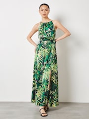 Apricot Blue Painterly Tropical Midi Dress - Image 4 of 5