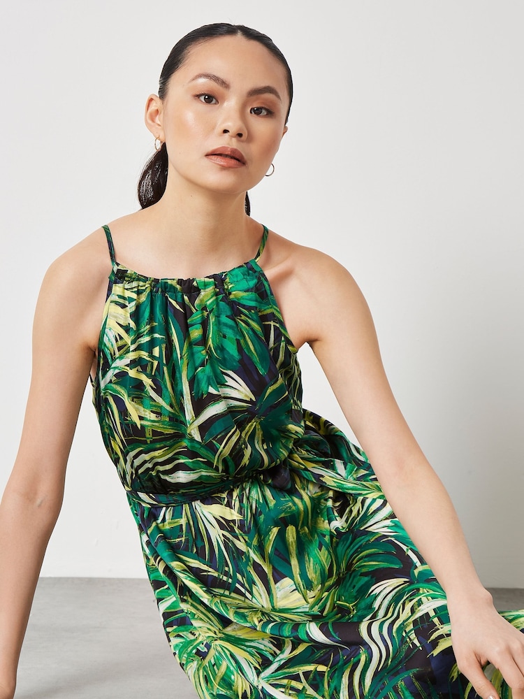 Apricot Blue Painterly Tropical Midi Dress - Image 5 of 5