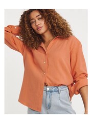 JD Williams Orange 100% Cotton Cheesecloth Shirt - Image 1 of 4
