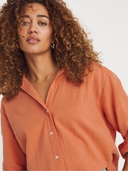 JD Williams Orange 100% Cotton Cheesecloth Shirt - Image 4 of 4