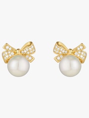 Jon Richard Gold Tone Cubic Zirconia And Pearl Bow Earrings - Image 4 of 4