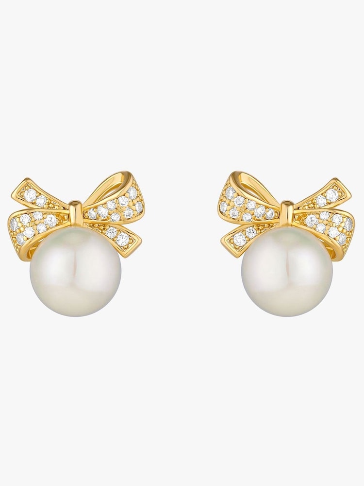 Jon Richard Gold Tone Cubic Zirconia And Pearl Bow Earrings - Image 4 of 4
