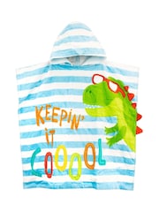 Harry Bear Blue Dinosaur 100% Cotton Hooded Towel Poncho - Image 1 of 5