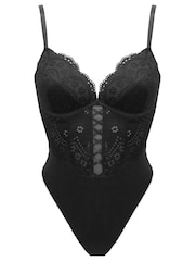 Zwart - Pour Moi Swoon Padded Plunge Body - Image 3 of 4