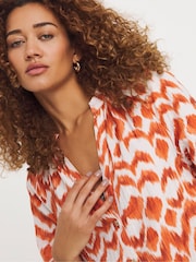 JD Williams Orange Crinkle Balloon Sleeve Midi Shirt Dress - Image 4 of 4
