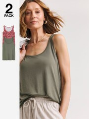 JD Williams Green Sleeveless Swing Vests 2 Pack - Image 1 of 4
