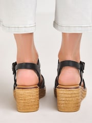 JD Williams Black Extra Wide Fit Leather Strappy Sandals - Image 2 of 4