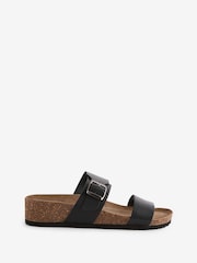 JD Williams Black Leather Buckle Footbed Mule Sandals in Wide Fit - Image 5 of 5