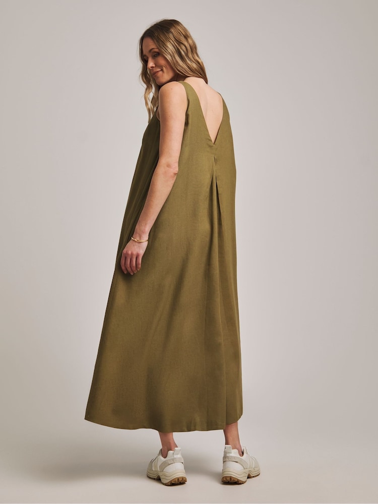 Antholgoy By JD Williams Green Twist Linen Midi Dress - Image 2 of 4
