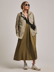 Antholgoy By JD Williams Green Twist Linen Midi Dress - Image 3 of 4