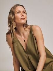 Antholgoy By JD Williams Green Twist Linen Midi Dress - Image 4 of 4