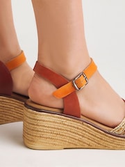 JD Williams Brown Leather Strappy Sandals in Extra Wide Fit - Image 4 of 4